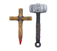 Smiffys Kit de déguisement d'Halloween avec piquet et marteau de chasseur de vampires pour adultes et enfants avec piquet effet bois et marteau idéal pour les costumes gothiques, les événements