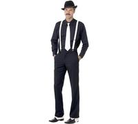 Smiffys Kit de gangster, avec brassards, cravate, chapeau, broche et moustache Halloween