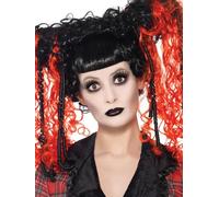 Smiffys Kit de maquillage gothique, comprend peinture du visage, rouge à lèvres et cils Halloween, Carnaval