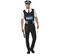 Smiffy's Kit policier instantané – maillot, fausse chemise, casquette et menottes – Noir Taille M