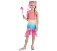 Smiffys Kit de sirène magique, rose, avec jupe, serre-tête et baguette Halloween