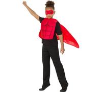 Smiffys Kit de super-héros pour enfant, Rouge, avec un masque oculaire, un torse d'EVA et une cape