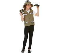 Smiffys Kit d'explorateur, Marron, avec gilet, chapeau, jumelles, passeport et insignes Halloween