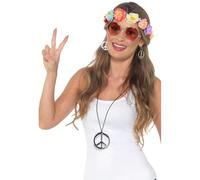 Ki De Hippie: Diadème, Lunettes, Collier Et Boucle D?Oreille (Taille Unique Femme) Multicolore