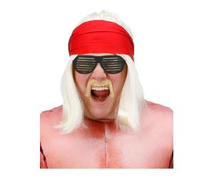 Smiffys Kit étoile de lutte des années 90, perruque blonde, bandana, autocollant et spécifications, déguisement des années 1990