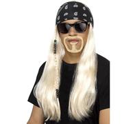 Smiffys Kit hard rocker, blond, avec perruque, bandana, barbe et lunettes Halloween, Carnaval