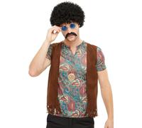 Smiffys Kit hippie, Multicolore, avec perruque, lunettes, moustache et collier Halloween