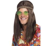 Smiffys Kit homme hippie, avec bandeau, lunettes et collier Halloween