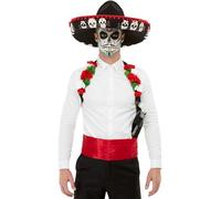 Smiffys Kit Jour des morts, Rouge, avec sombrero, holster et ceinture