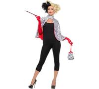 Smiffy's Kit Madame Diabolique de luxe – noir et blanc, cape, sac, gants, porte-cigarette