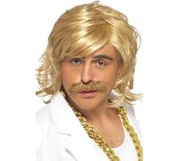 Smiffys Kit présentateur TV, perruque et moustache, blonde