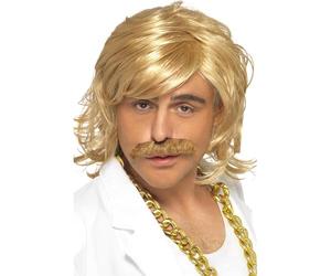 Smiffys Kit présentateur TV, perruque et moustache, blonde Halloween
