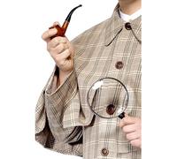 Smiffys Kit Sherlock Holmes, Histoires de la vieille Angleterre, Marron, avec pipe et loupe
