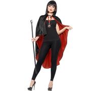 Smiffys Kit vampire, avec cape réversible, Noir, Canne détachable et médaillon en métal Halloween