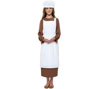 Smiffys Kit victorien, blanc, avec tablier et charlotte Halloween, Carnaval