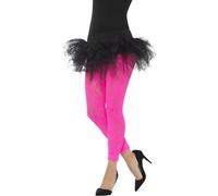Smiffy's Legging en dentelle années 80 Rose fluo Femme Taille unique