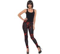 Smiffys Leggings d'horreur, Noir et rouge, avec éclaboussures de sang