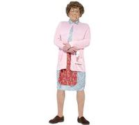 Smiffys Licenciado oficialmente Costume matelassé Mrs Brown, Rose, Robe, gilet, perruque, lunettes, mouchoir et rose G