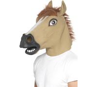 Smiffys Masque cheval, Marron, Masque couvrant toute la tête, latex, avec fourrure Halloween