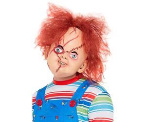 Smiffys Masque de Chucky en latex, Marron, Recouvre complètement la tête avec couture décorative Halloween