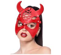 Smiffys Masque de diable en simili cuir rouge, avec boucle Halloween, Carnaval