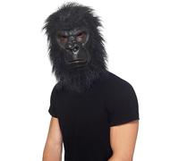 Smiffys Masque de gorille, noir, avec poils, mousse latex