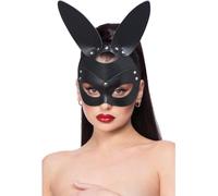 Smiffys Masque de lapin en simili cuir noir, avec boucle Halloween, Carnaval