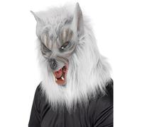 Smiffys Masque de loup, Argent, Couvrant la tête, latex
