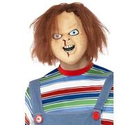 Smiffy's Masque Chucky – Latex, couvre-tête, sous licence, Marron – Adulte/Enfant