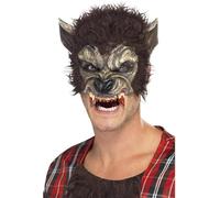 Smiffys Masque loup garou, Marron, Demi visage, latex