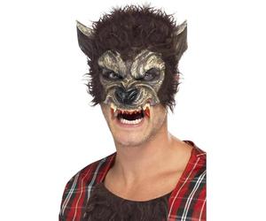 Smiffys Masque loup garou, Marron, Demi visage, latex Halloween