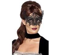 Smiffys Masque pour les Yeux à Filigrane en Spirale en Dentelle Brodée, Noir Halloween