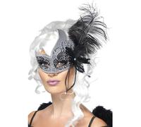 Smiffy's Masque Ange noir Mascarade avec côtés à attacher et plumes – Halloween