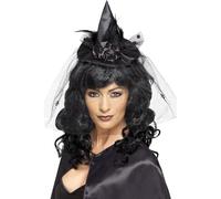 Smiffys Mini bandeau chapeau sorcière, Noir Halloween, Carnaval