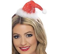 Smiffys Mini bonnet de Père Noël, Rouge, sur un bandeau Halloween
