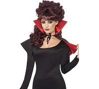 Smiffys Mini cape vamp, Rouge & noir, avec col haut Halloween
