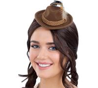 Smiffys Mini chapeau de trenker bavarois marron avec pinces à cheveux, costume en papier de fête, chapeaux habillés pour adultes