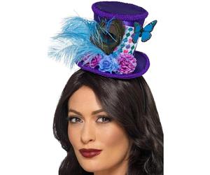 Smiffys Mini chapeau du Chapelier Fou, Multicolore, sur le serre-tête Halloween