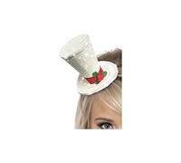 Smiffys Mini Haut-de-Forme, Blanc, avec Paillettes sur Un Bandeau Halloween, Carnaval