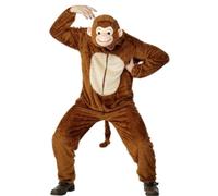 Smiffy's Déguisement singe adulte – combinaison pantalon avec capuche – Marron M – Halloween
