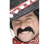 Smiffys Moustache de bandit mexicain, noire, autoadhésive Halloween, Carnaval