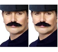 Smiffys Moustache de Bobbie londonien, vieille Angleterre, noire, autoadhésive (Lot de 2)
