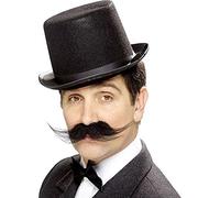 Smiffys Moustache inspecteur vieille Angleterre, noir, fournie, autoadhésive, Unique