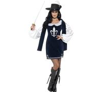 Smiffys Musketeer Female Costume, Navy (Size M)