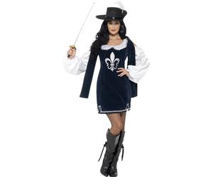 Smiffys Musketeer Female Costume, Navy (Size M)