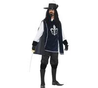 Smiffy's – Déguisement mousquetaire homme – avec haut et chapeau – bleu marine – Taille L