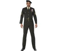 Smiffys Déguisement Officier temps de guerre vert – béret, cravate, veste, pantalon – Halloween