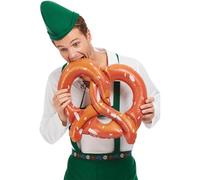 Smiffys Oktoberfest Bretzel gonflable géant marron avec détails en sel, accessoire de déguisement pour fête de la bière sur le thème allemand
