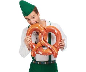 Smiffys Oktoberfest Bretzel gonflable géant marron avec détails en sel, accessoire de déguisement pour fête de la bière sur le thème allemand