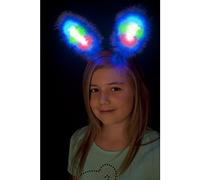 Smiffys Oreilles de lapin, lumineuses, bleues, marabou, avec LED multi couleurs